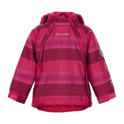 Minymo Winterjacke Le93 Doppelzipper Vivacious Pink Gestreift