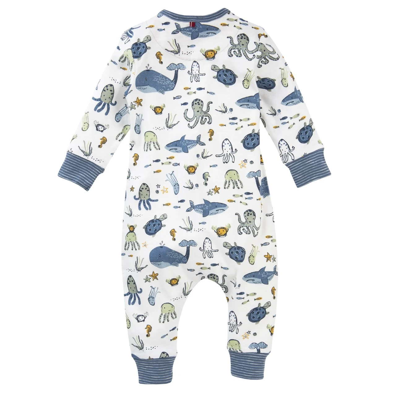 People Wear Organic Baby Overall Weiß Unterwasserwelt 2 People Wear Organic Baby Overall Weiß Unterwasserwelt – Bild 2