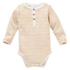 People Wear Organic Langarmbody Honiggelb Geringelt Bio-Baumwolle