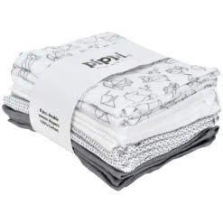 Pippi Stoffwindeln Tiere Weiß/schiefer 8er Pack