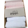 Pippi Mulltücher 4er Pack Hellrosa/weiß Organic Baumwolle