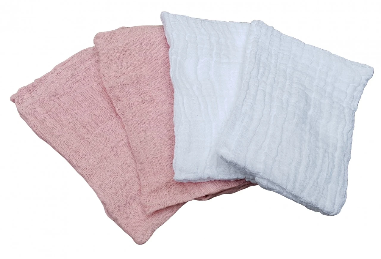 Pippi Babywear Mulltücher 4er Pack Weiß/altrosa Organic Baumwolle 2 Pippi Babywear Mulltücher 4er Pack Weiß/altrosa Organic Baumwolle – Bild 2