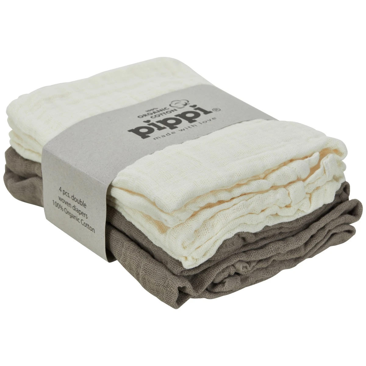 Pippi Organic Mullwindeln Cinder/creme 4er Pack 1 Pippi Organic Mullwindeln Cinder/creme 4er Pack