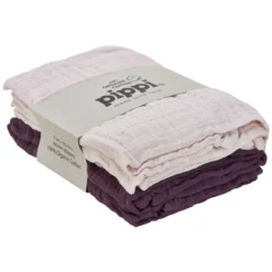Pippi Organic Mullwindeln Smoky Rose/plum 4er Pack