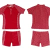 Playshoes UV Schutz Anzug Mädchen Set Shirt + Shorts Rot Mit Punkten