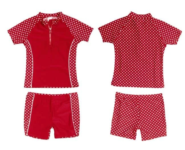 Playshoes UV Schutz Anzug Mädchen Set Shirt + Shorts Rot Mit Punkten 1 Playshoes UV Schutz Anzug Mädchen Set Shirt + Shorts Rot Mit Punkten
