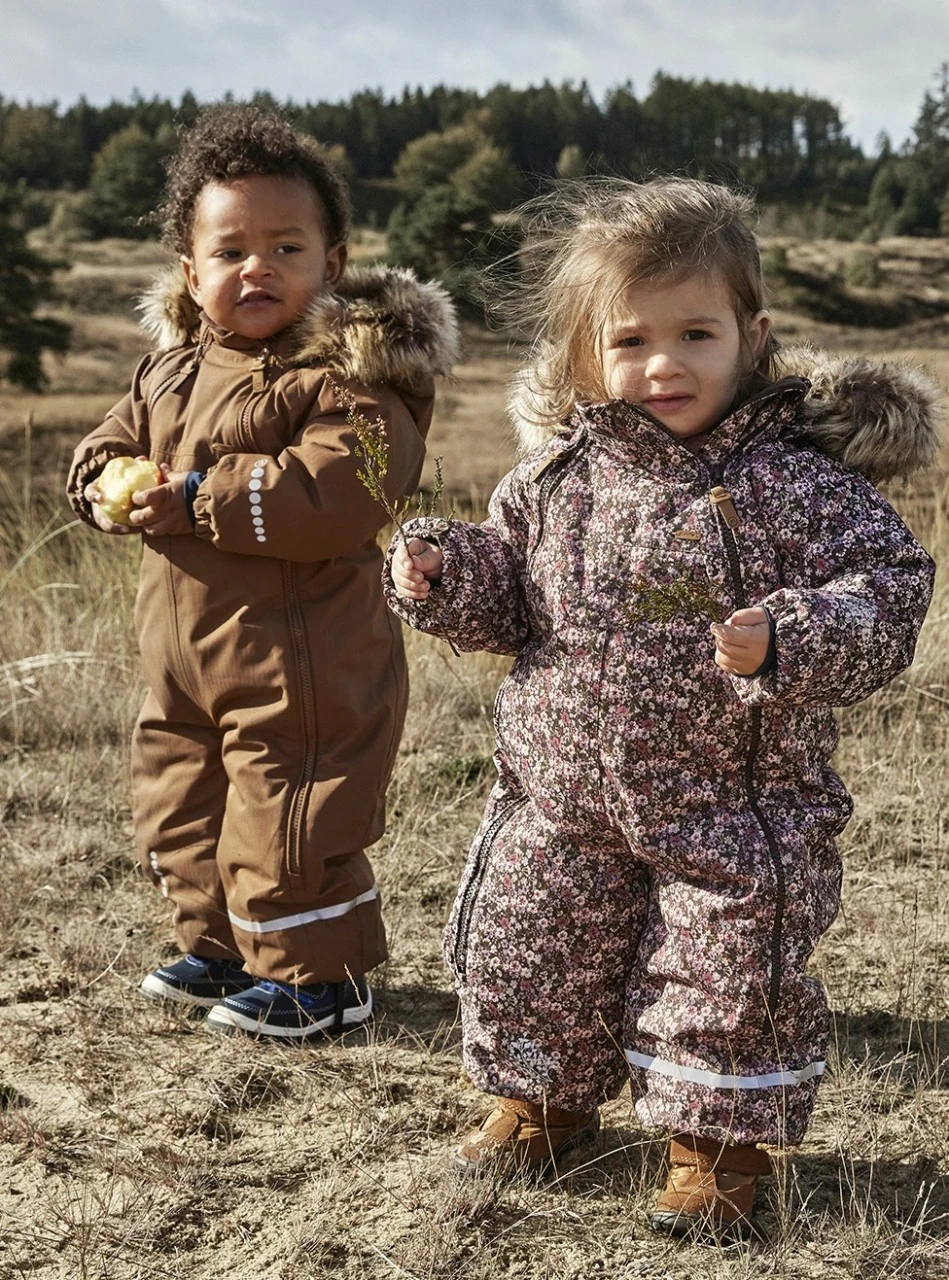 MINYMO Thermo Schneeanzug Blümchen Braun Mit Doppelzipper 3 MINYMO Thermo Schneeanzug Blümchen Braun Mit Doppelzipper – Bild 3