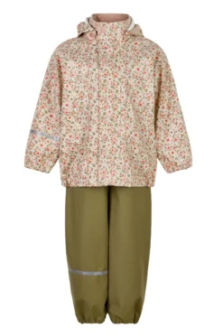 CeLaVi Regenset Blumen Sandbeige/rosa/khaki Zweiteiler