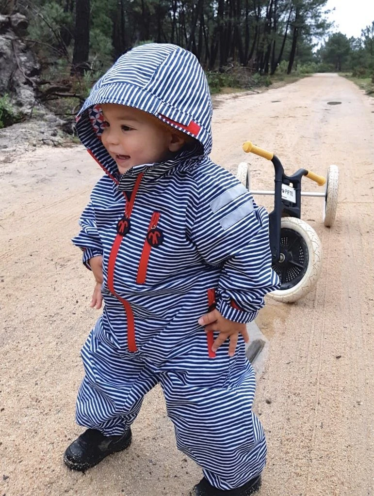 Ducksday Regenanzug Flicflac Regenoverall Blau/weiß 5 Ducksday Regenanzug Flicflac Regenoverall Blau/weiß – Bild 5