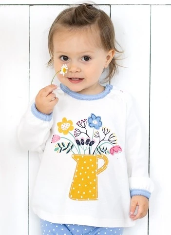 Mädchen Langarmshirt Blumen Offwhite Aus Bio Baumwolle (GOTS) 1 Mädchen Langarmshirt Blumen Offwhite Aus Bio Baumwolle (GOTS)