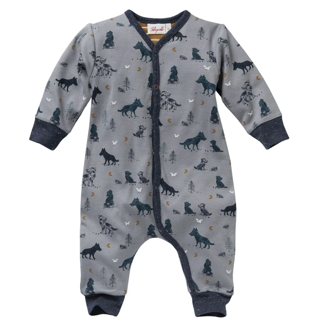 People Wear Organic Baby Overall Wölfchen Taubengrau 1 People Wear Organic Baby Overall Wölfchen Taubengrau