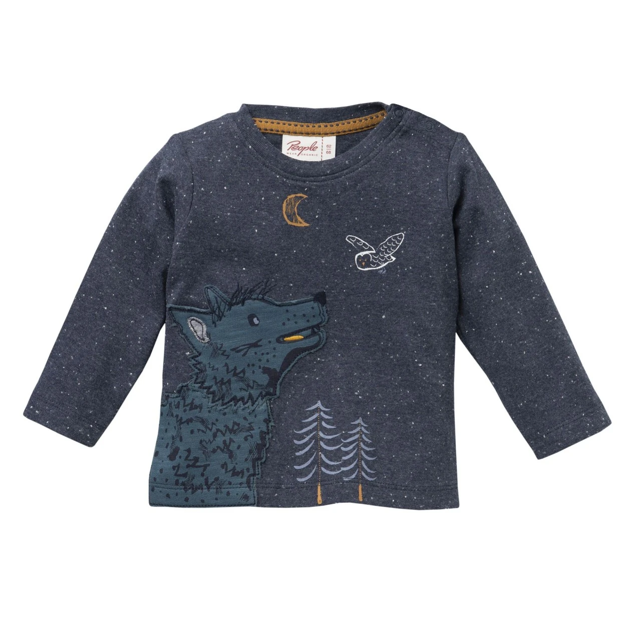 People Wear Organic Langarmshirt Wolf Dunkelblau Melange 1 People Wear Organic Langarmshirt Wolf Dunkelblau Melange