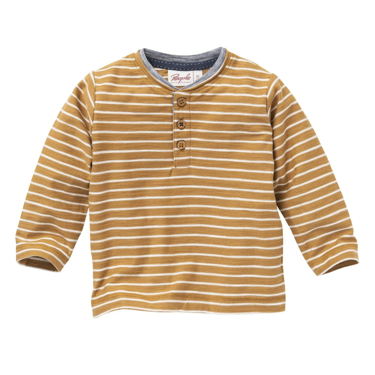 People Wear Organic Langarm-Shirt Henley Karamell Geringelt 1 People Wear Organic Langarm-Shirt Henley Karamell Geringelt