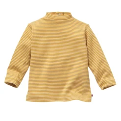 People Wear Organic Langarm Ringelshirt Stehkragen Senfgelb