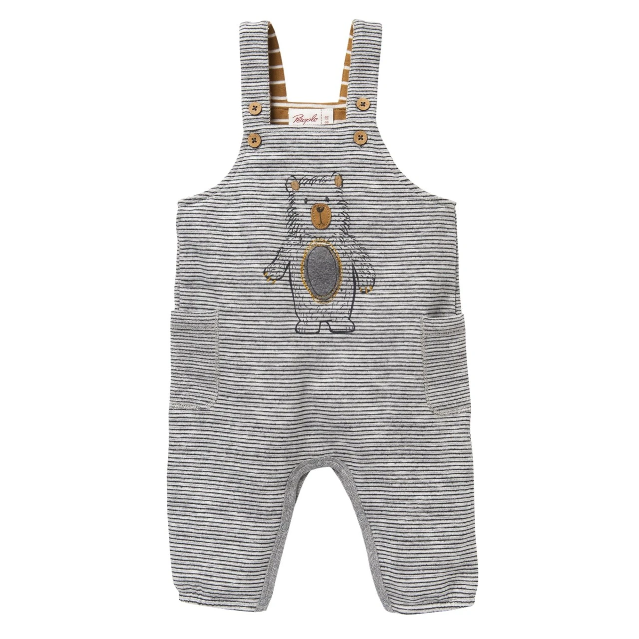 People Wear Organic Latzhose Kieselgrau Geringelt Bär Sweat-Pants 1 People Wear Organic Latzhose Kieselgrau Geringelt Bär Sweat-Pants