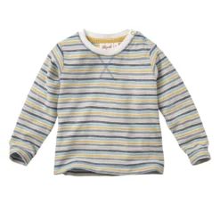 People Wear Organic Langarmshirt Jeansblau/gelb Geringelt