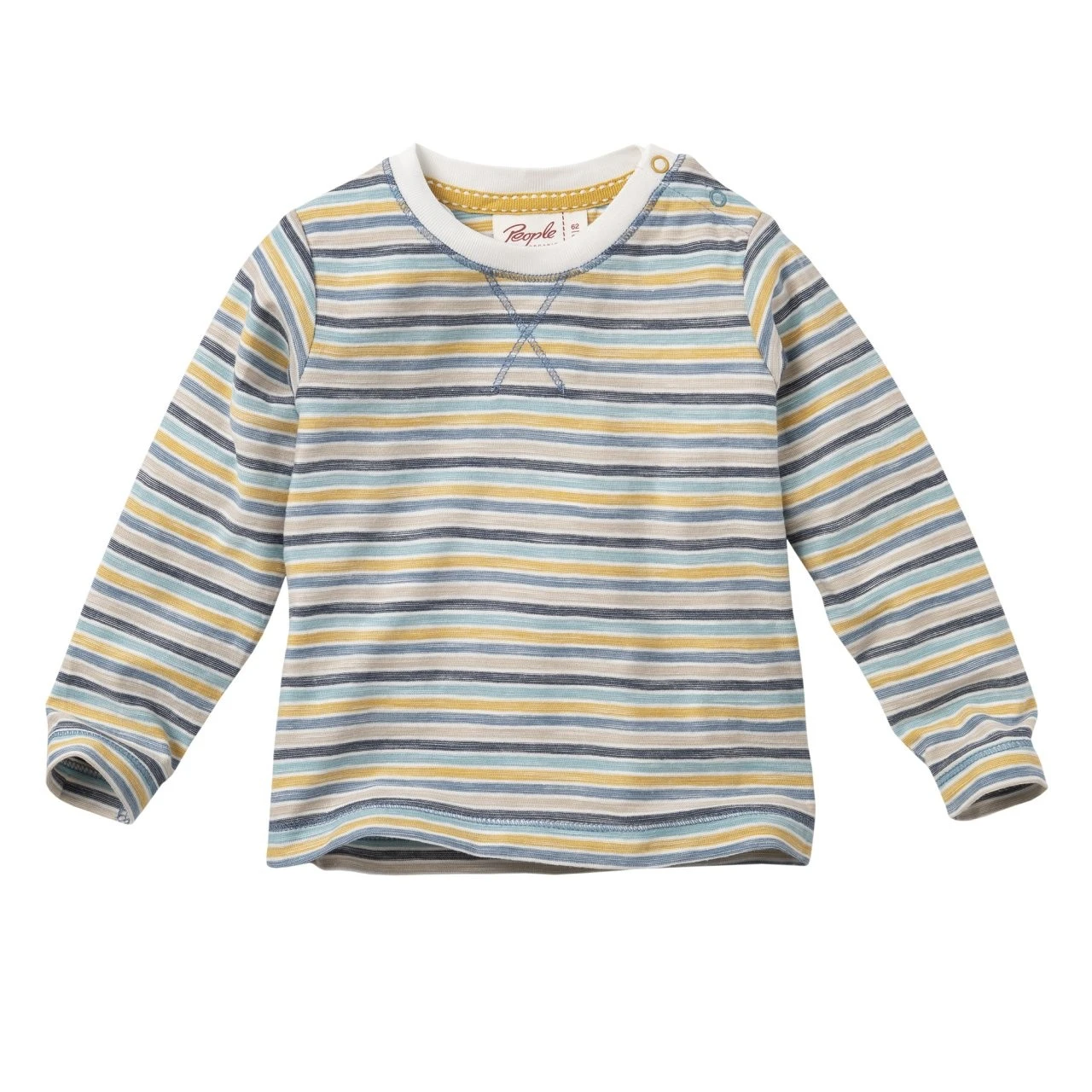 People Wear Organic Langarmshirt Jeansblau/gelb Geringelt 1 People Wear Organic Langarmshirt Jeansblau/gelb Geringelt