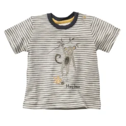 People Wear Organic Sommerliches T-Shirt Affe Schiefergrau Geringelt