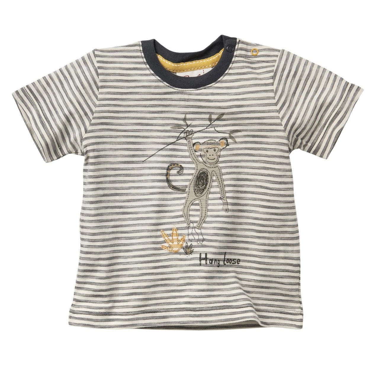 People Wear Organic Sommerliches T-Shirt Affe Schiefergrau Geringelt 1 People Wear Organic Sommerliches T-Shirt Affe Schiefergrau Geringelt