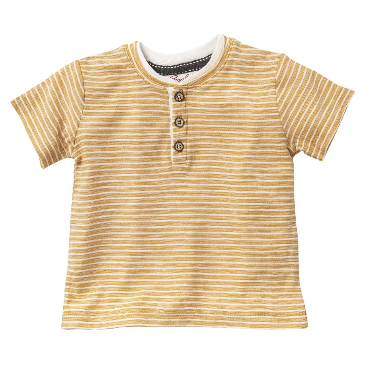 People Wear Organic Henley T-Shirt Gelb Geringelt 1 People Wear Organic Henley T-Shirt Gelb Geringelt