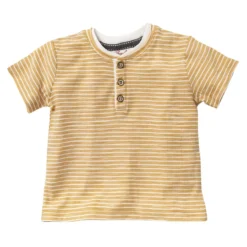 People Wear Organic Henley T-Shirt Gelb Geringelt