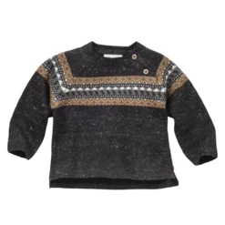 People Wear Organic Norweger Strick Pullover Anthrazit Melange Bio-Baumwolle