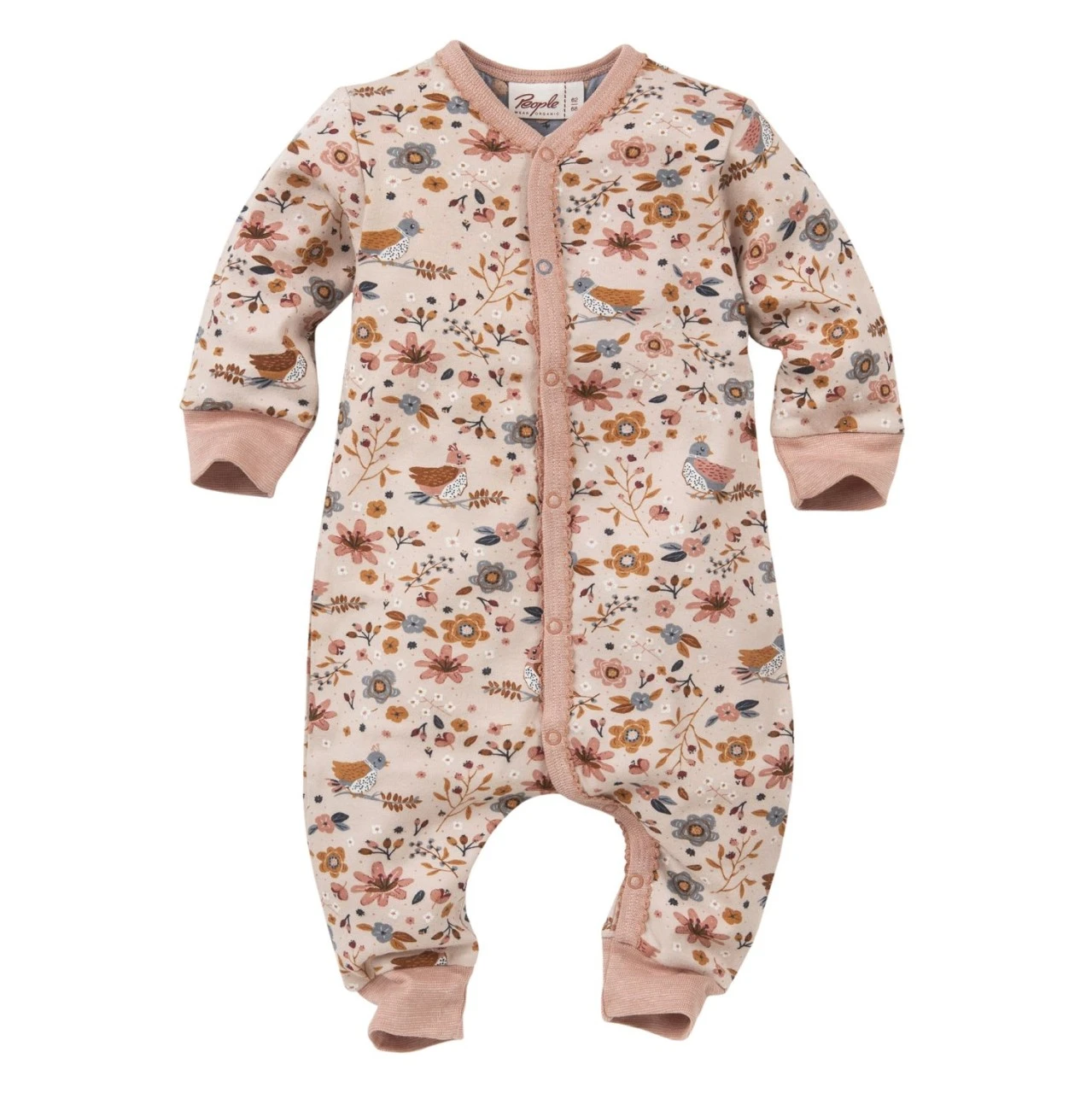 People Wear Organic Baby Overall Wintervögel Rosa 1 People Wear Organic Baby Overall Wintervögel Rosa