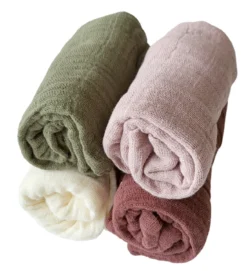 Pippi Babywear Mulltücher Beige Rose + Moos 4er Pack Organic