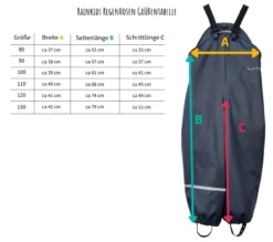 Rainkids Thermo Regenhose Gefüttert Matschhose Mit Fleecefutter -Babyprodukte Geschäft Rainkids Regenhose Groessentabelle 1280x1280