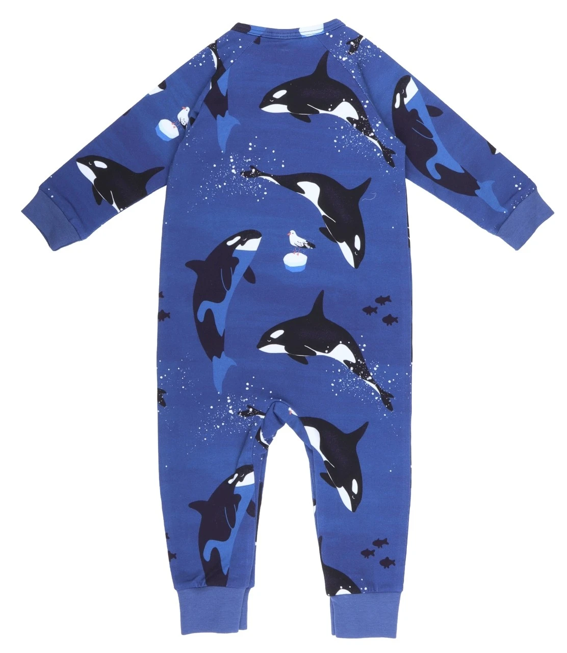 Walkiddy Baby Overall Playful Orcas Blau Langarm Schlafanzug 2 Walkiddy Baby Overall Playful Orcas Blau Langarm Schlafanzug – Bild 2