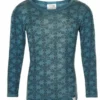 Celavi Wollshirt Goblin Blue Snowflake Unterhemd Langarm Merino Schurwolle