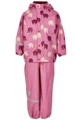 CeLaVi Mädchen Regenanzug Chateau Rose Elephants Set Regenhose + Regenjacke