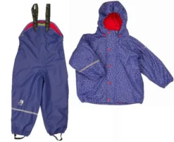 CeLaVi Thermo Regenset Navy Purple Leopard Zweiteiler Mit Fleecefutter