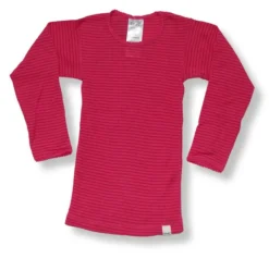 Celavi Wollshirt Pink Geringelt Langarmshirt Merino Schurwolle