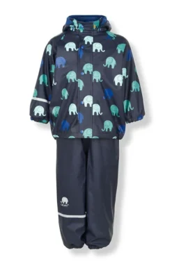CeLaVi Thermo Regenanzug Elefanten Blue/navy Mit Fleecefutter 2 Teile