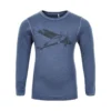 Celavi Wollshirt Jeansblau Mit Flugzeug Unterhemd Merino Schurwolle