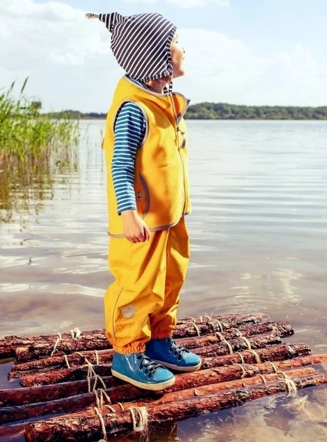 Finkid POPPELI Fleeceweste Yellow/storm 2 Finkid POPPELI Fleeceweste Yellow/storm – Bild 2