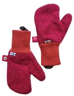 Finkid PUPUJUSSI Mädchen Fausthandschuhe Strickfleece Carmin Pink Gr. L