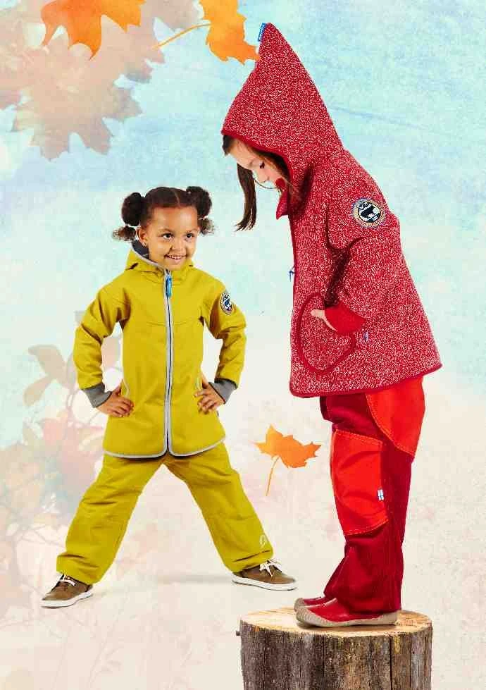 Finkid Tonttu Wind Pepper Melange/red Strick Softshelljacke 2 Finkid Tonttu Wind Pepper Melange/red Strick Softshelljacke – Bild 2