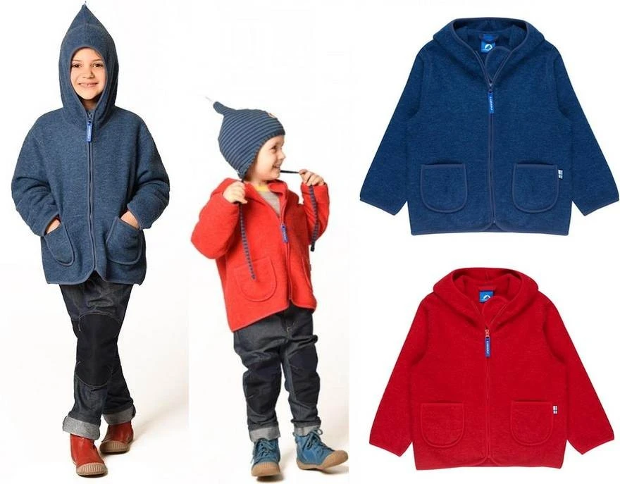 Finkid Tonttu Wool Red Melange / Zip-In Wollfleece Jacke Mit Kapuze 2 Finkid Tonttu Wool Red Melange / Zip-In Wollfleece Jacke Mit Kapuze – Bild 2