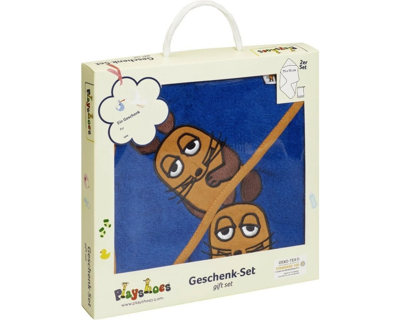 Playshoes Geschenkset DIE MAUS Blau Kapuzen Badetuch + Waschhandschuh Ökotex100 2 Playshoes Geschenkset DIE MAUS Blau Kapuzen Badetuch + Waschhandschuh Ökotex100 – Bild 2