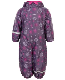 MINYMO Mädchen Schneeanzug Loganberry Lila Blumen Doppelzipper