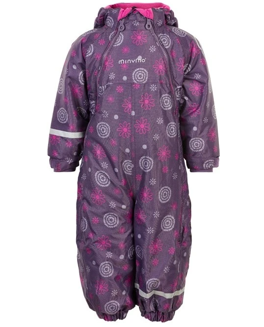 MINYMO Mädchen Schneeanzug Loganberry Lila Blumen Doppelzipper 1 MINYMO Mädchen Schneeanzug Loganberry Lila Blumen Doppelzipper