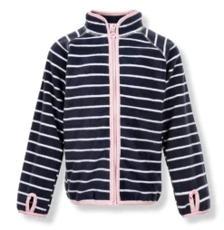 Minymo Mädchen Fleecejacke Le86 Navy/weiß/rosa Geringelt