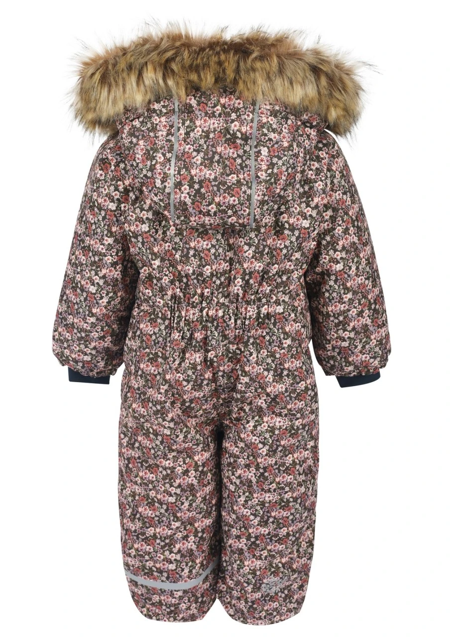 MINYMO Thermo Schneeanzug Blümchen Braun Mit Doppelzipper 2 MINYMO Thermo Schneeanzug Blümchen Braun Mit Doppelzipper – Bild 2