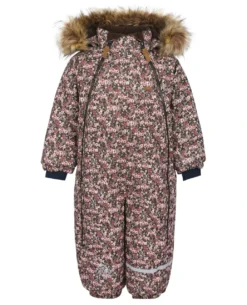 MINYMO Thermo Schneeanzug Blümchen Braun Mit Doppelzipper