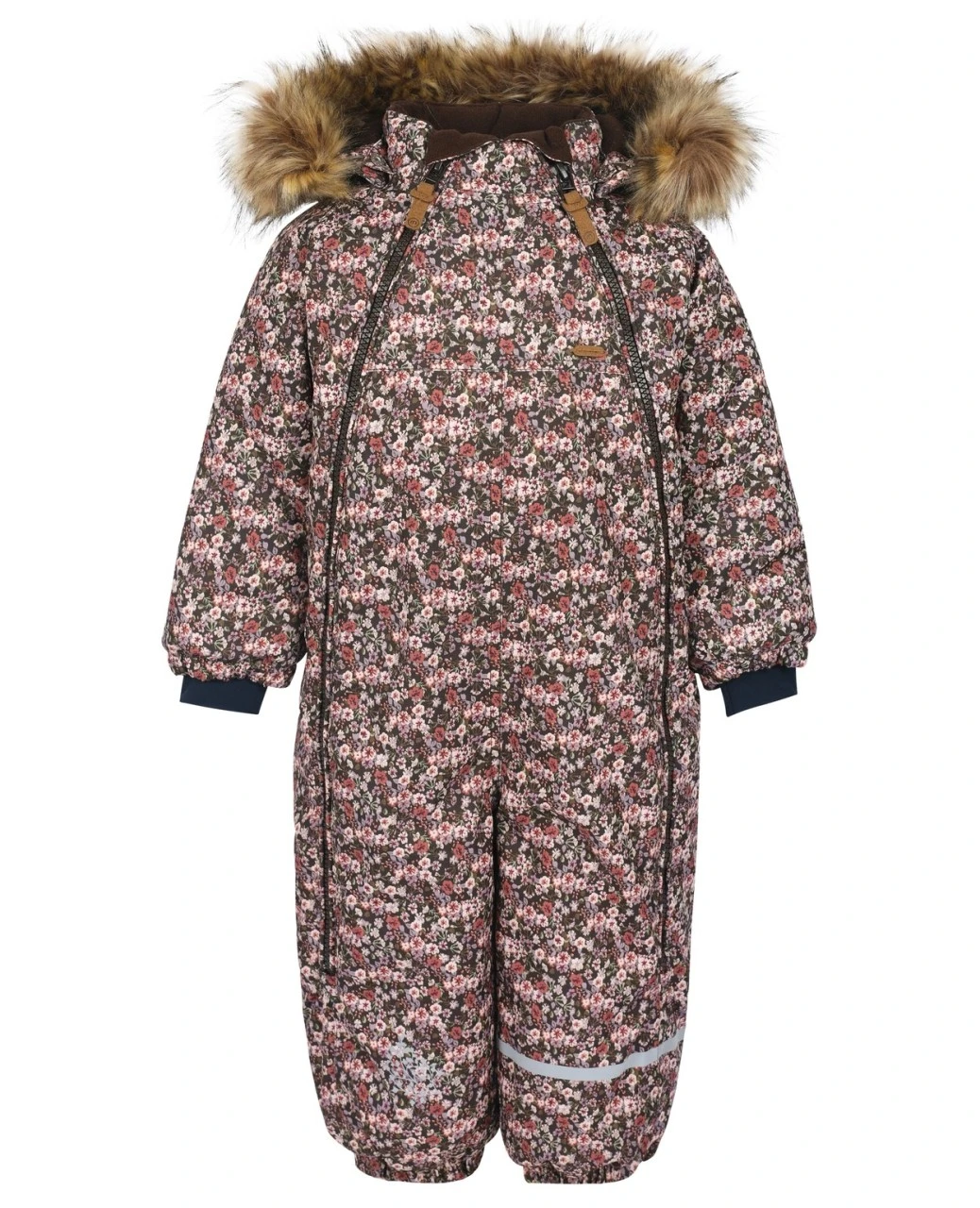 MINYMO Thermo Schneeanzug Blümchen Braun Mit Doppelzipper 1 MINYMO Thermo Schneeanzug Blümchen Braun Mit Doppelzipper
