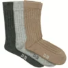 Minymo Kinder Funktionssocken 3er Pack Grau/beige Socken Mit Wolle Und Viskose