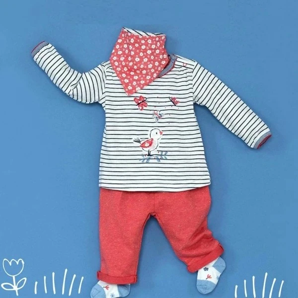 Baby Jogginghose Hellrot Melange Bio-Baumwolle 2 Baby Jogginghose Hellrot Melange Bio-Baumwolle – Bild 2