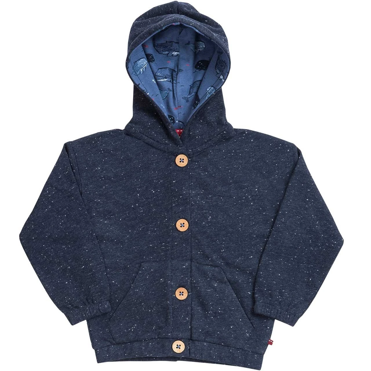 Leichte Sweatjacke Blau Melange Mit Kapuze Bio-Baumwolle 1 Leichte Sweatjacke Blau Melange Mit Kapuze Bio-Baumwolle